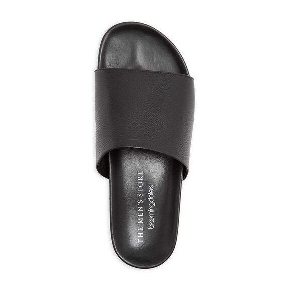 THE MENS STORE Mens Black Smith Toe Platform Slip On Leather Slide Sandals 7 M - Picture 3 of 4